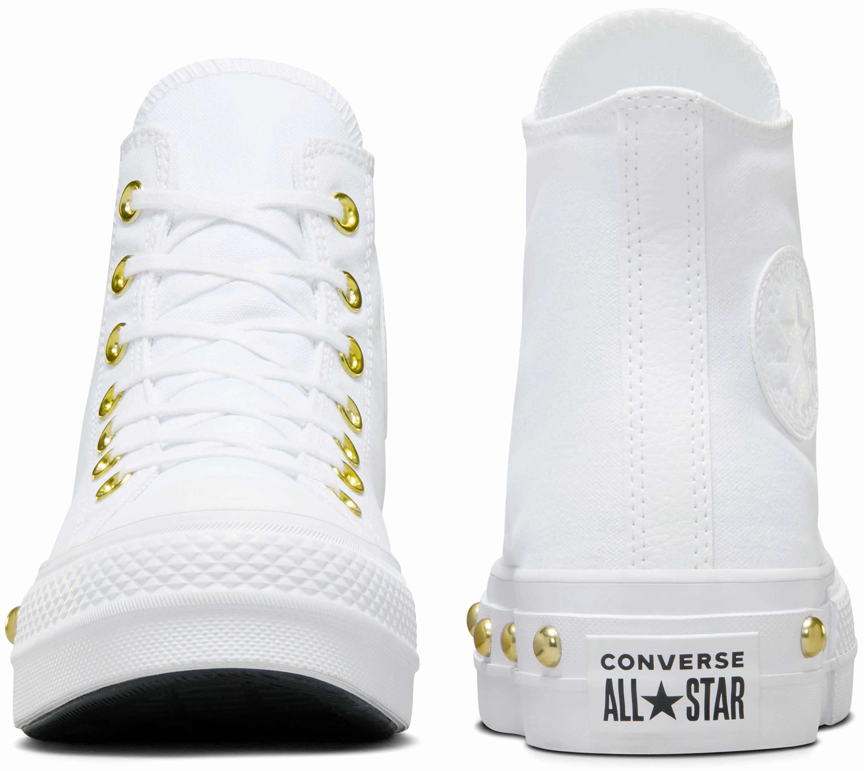 Adjustable Fit Converse Womens Chuck Taylor All Star Hi Top Lift White/ Gold