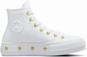 Converse Womens Chuck Taylor All Star Hi Top Lift White/ Gold Angel Glow