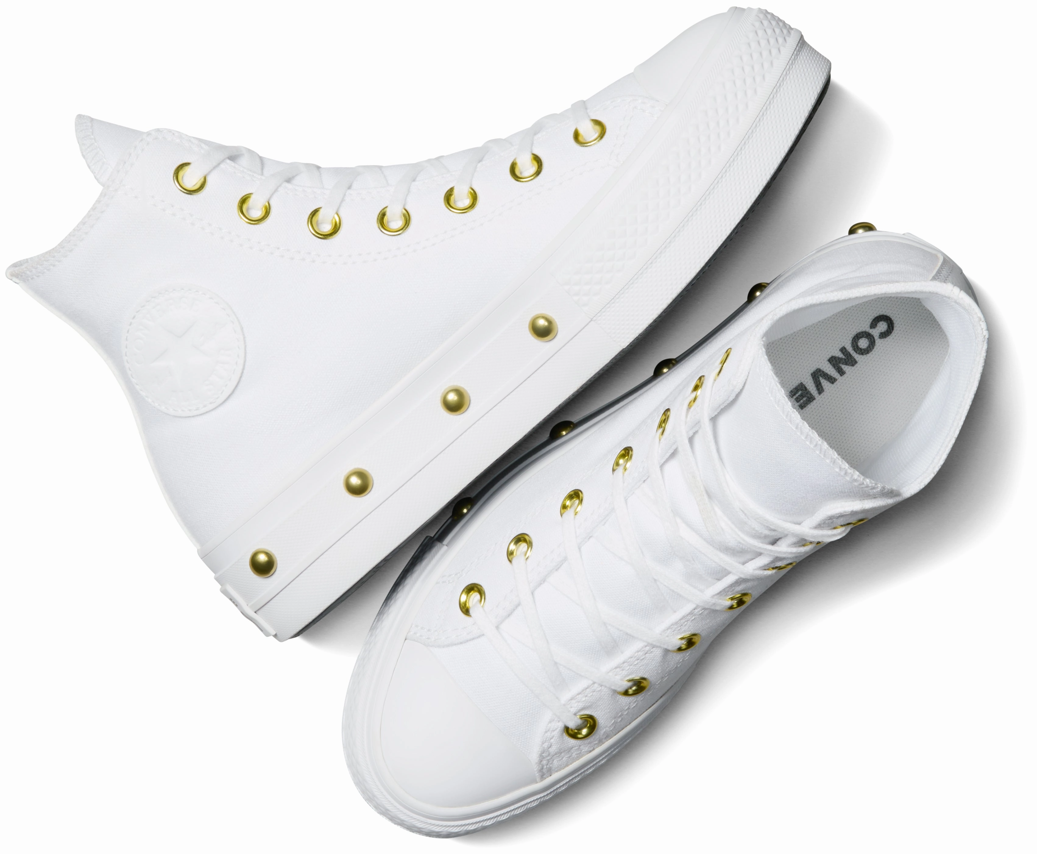 Stone Grip Converse Womens Chuck Taylor All Star Hi Top Lift White/ Gold