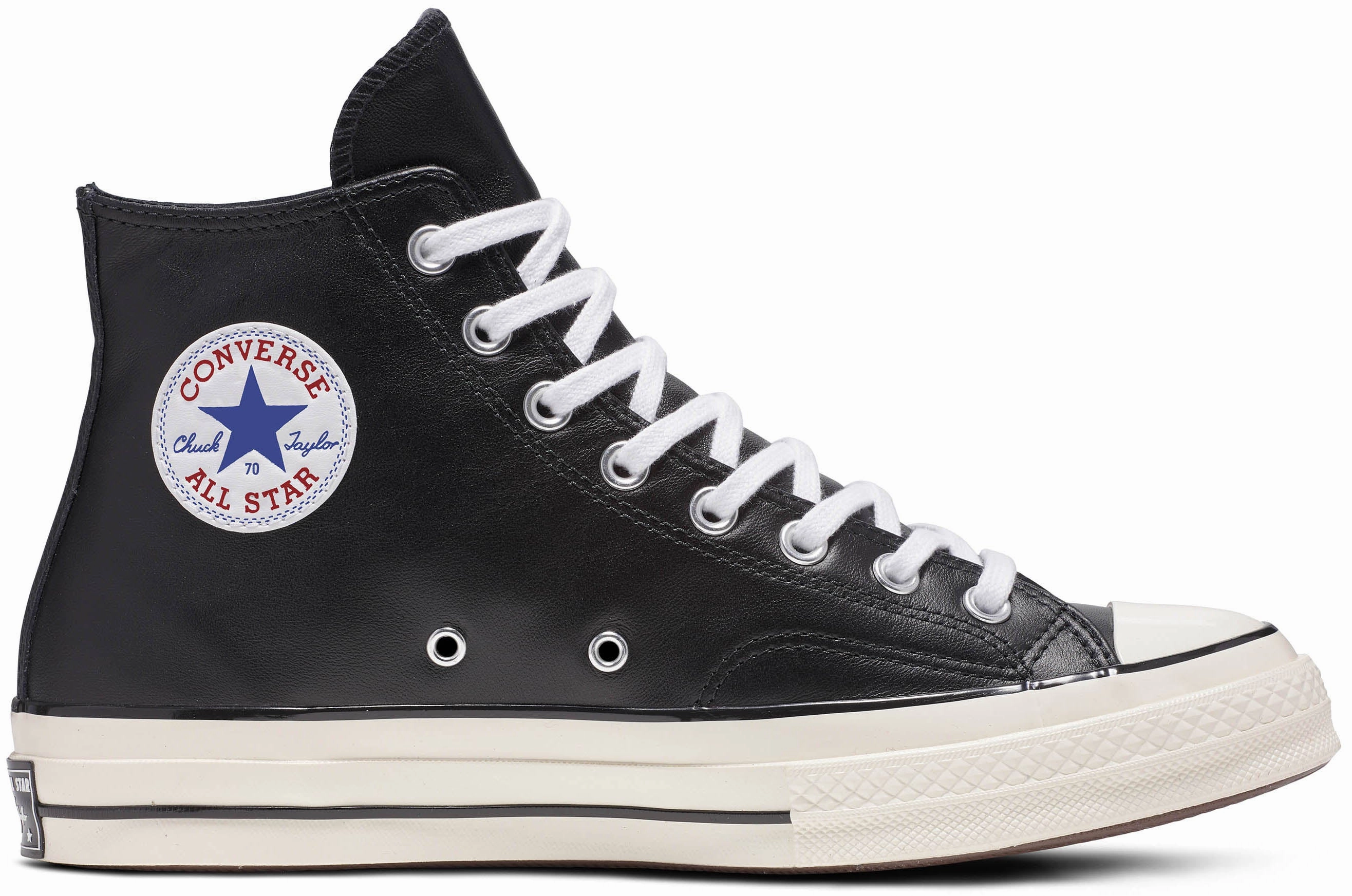 Converse Chuck Taylor All Star 1970s Hi Top Leather Black/White/Egret Comfort collar Soft Tone