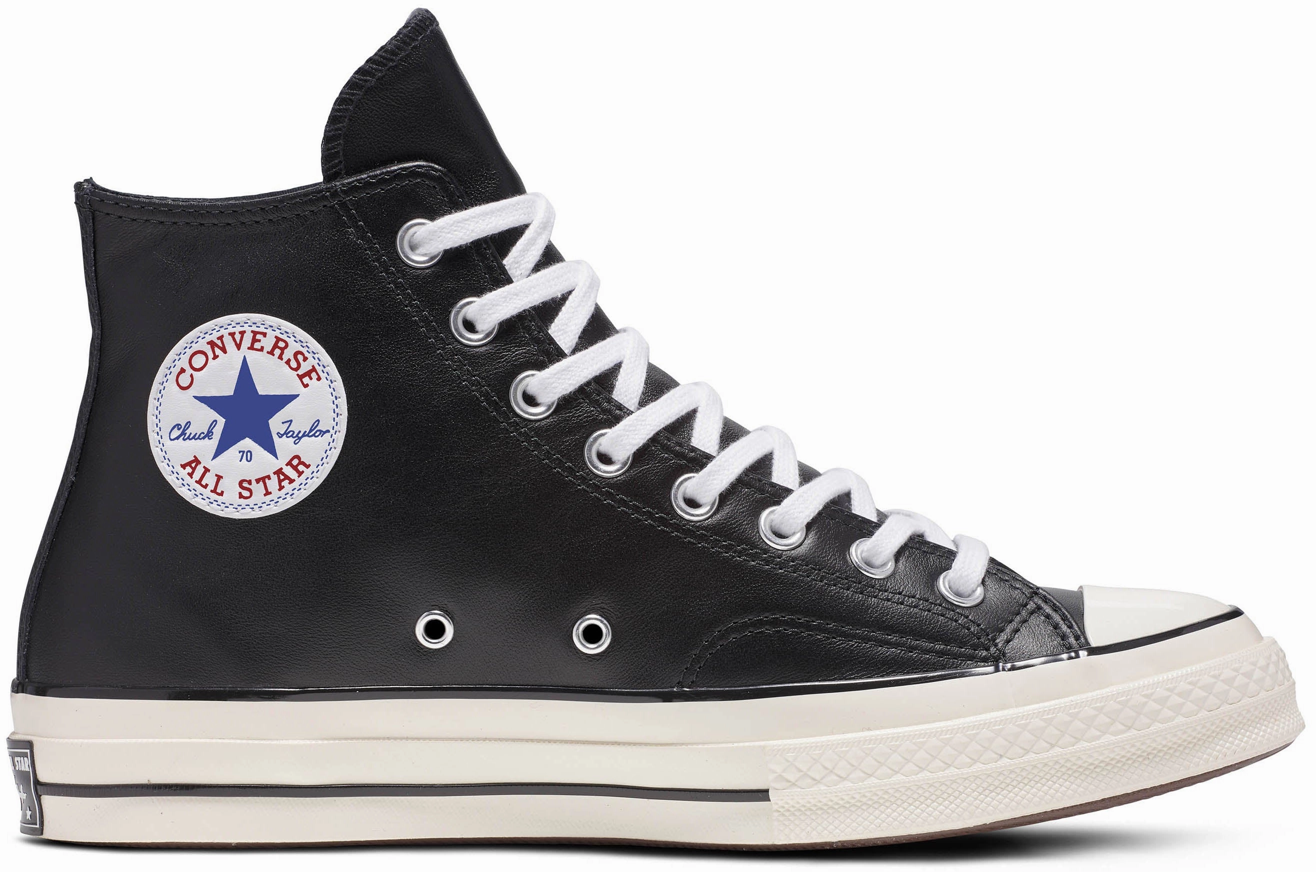 Converse Chuck Taylor All Star 1970s Hi Top Leather Black/White/Egret Comfort collar Soft Tone