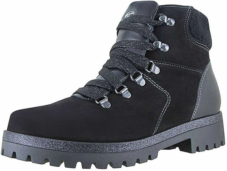 Waldlaufer Women's Sadie Hanako Waterproof Boot Black Combi Anti Odor Zip Edge