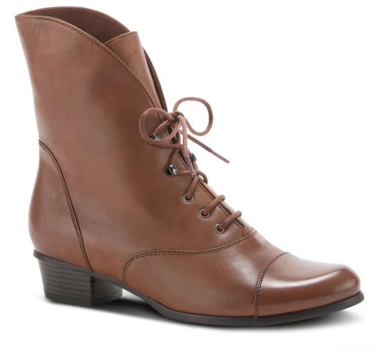 Spring Step Women's Galil Boots Medium Brown Leather Smooth Entry Seamless Feel