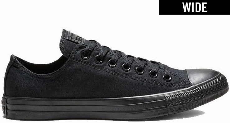 Work Light Core Converse Chuck Taylor All Star Low Top Wide Width Monochrome Black