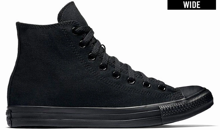 Converse Chuck Taylor All Star Hi Top Wide Width Monochrome Black Zip Up Active