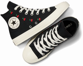 Neutral Base Converse Womens Chuck Taylor All Star Hi Top Cherries Black/Egret/Red