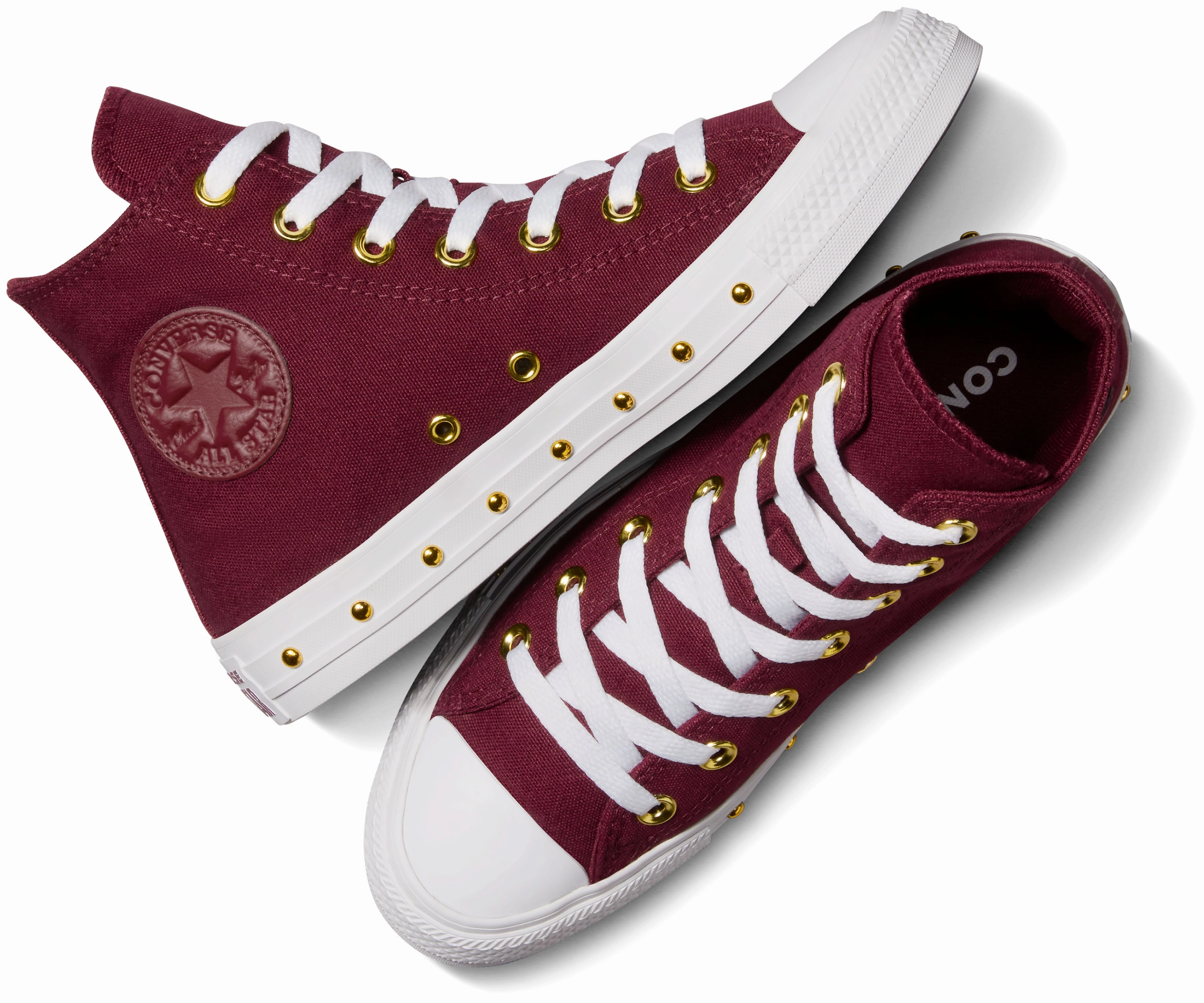 Moisture wicking Converse Womens Chuck Taylor All Star Hi Top Deep Bordeaux/ Gold