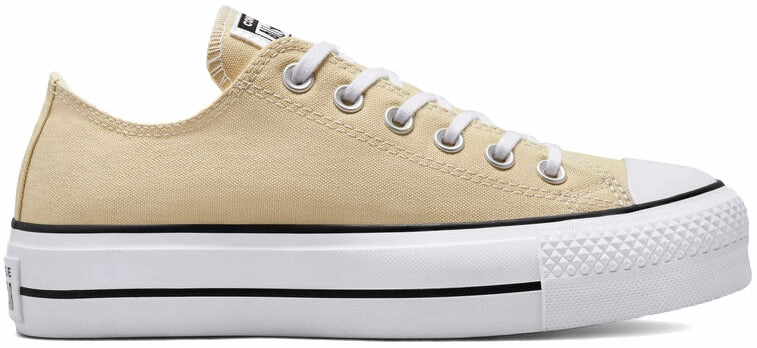 Stone Grip Converse Womens Chuck Taylor All Star Lift Platform Low Top Oat Milk/White/Black