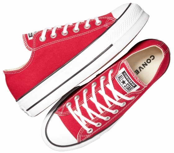 Durable Converse Womens Chuck Taylor All Star Lift Platform Low Top Red/White/Black