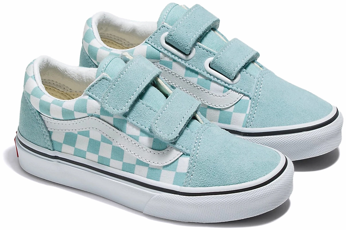 Vans Kids Old Skool V Checkerboard Canal Blue Comfort Padding