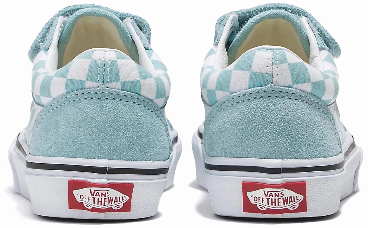 Vans Kids Old Skool V Checkerboard Canal Blue Shock Absorbing System Party outfits for children