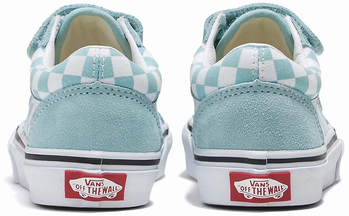 Vans Kids Old Skool V Checkerboard Canal Blue Shock Absorbing System Party outfits for children