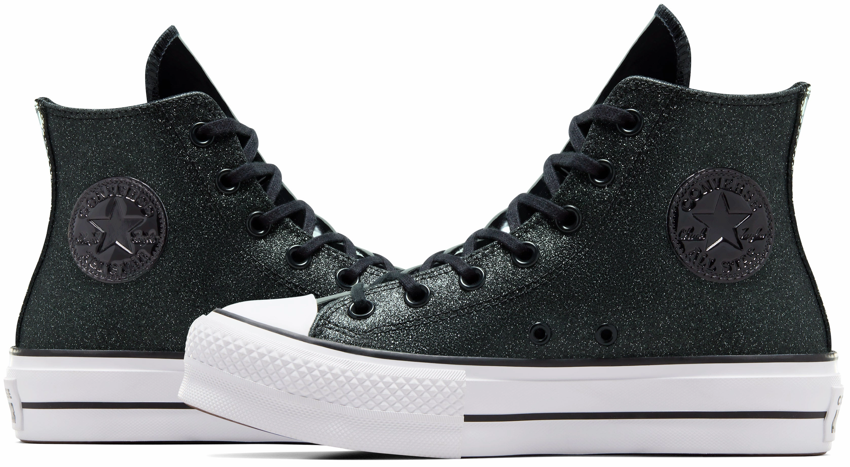 Soft Material Smart Fit Converse Womens Chuck Taylor All Star Hi Top Lift Glitter Black