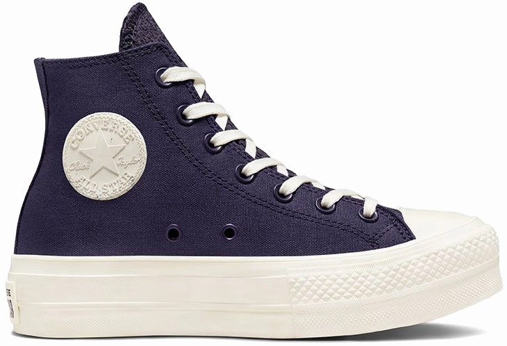 Converse Womens Chuck Taylor All Star Hi Top Lift Jacquard Dark Raisin forest walk Spring Bloom