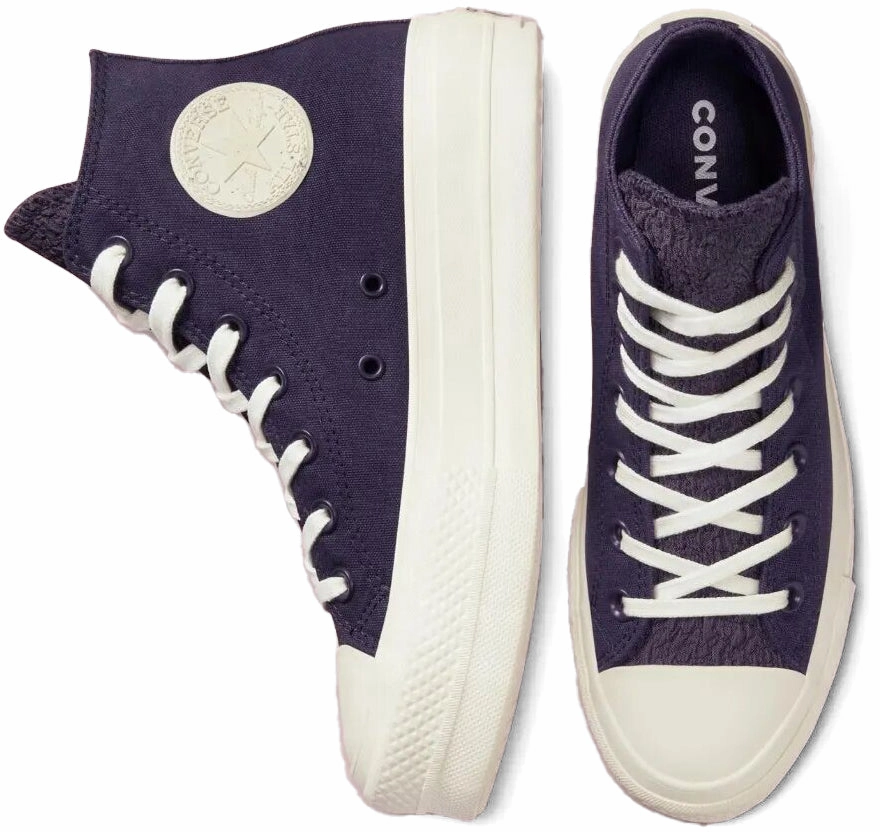 Street Edge Converse Womens Chuck Taylor All Star Hi Top Lift Jacquard Dark Raisin