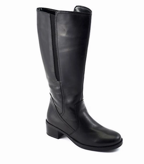 David Tate Women's Veneto Leather Wide Calf Knee-High Boots Black Minimalist Appeal