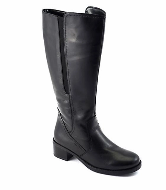 Shock-absorbing Pointed Toe David Tate Women's Veneto Leather Wide Calf Knee-High Boots Black