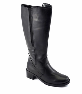 David Tate Women's Veneto Leather Wide Calf Knee-High Boots Black Minimalist Appeal