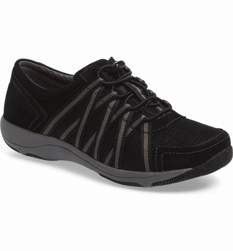 Dansko Women's Honor Sneakers Black / Black Suede Classy flair Cushioned Gear