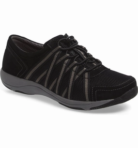 Dansko Women's Honor Sneakers Black / Black Suede Classy flair Cushioned Gear