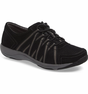 Dansko Women's Honor Sneakers Black / Black Suede Classy flair Cushioned Gear