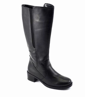 City Life David Tate Women's Veneto Leather Wide Calf Knee-High Boots Black