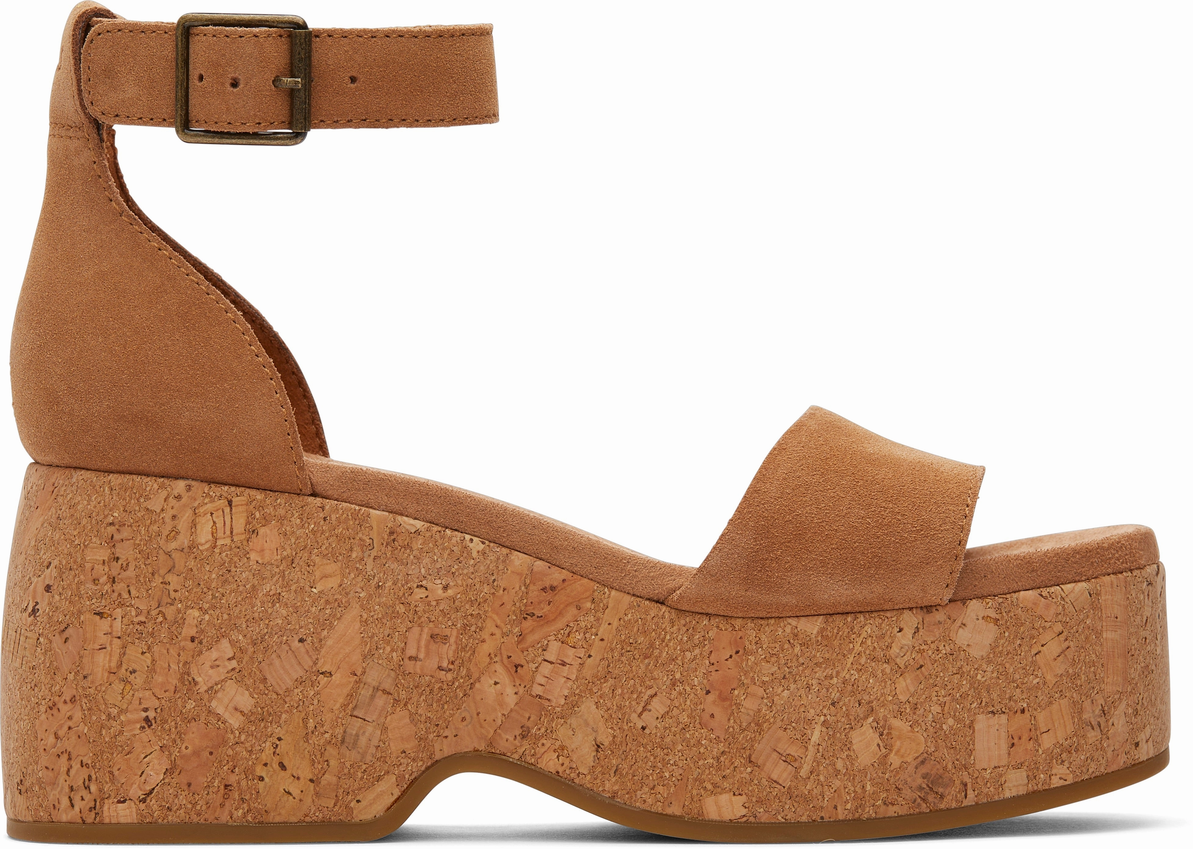 Toe Post Design Laila Platform Sandal - Tan Suede