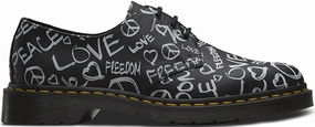 Quick Step Shoes Dr. Martens 1461 Backhand Low Top Script Print White/Black