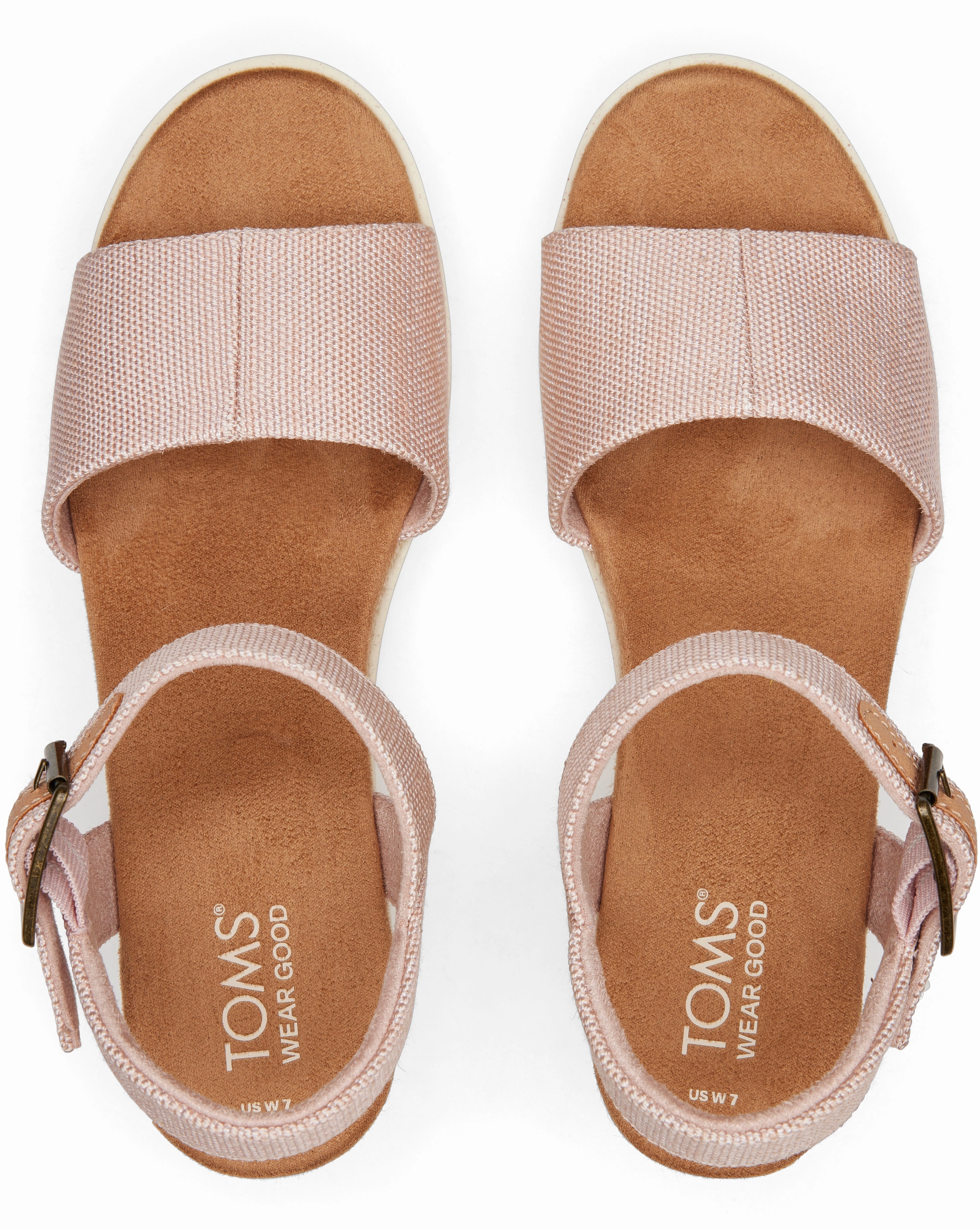Wool Warm water proof Diana Wedge Sandal - Ballet Pink Canvas