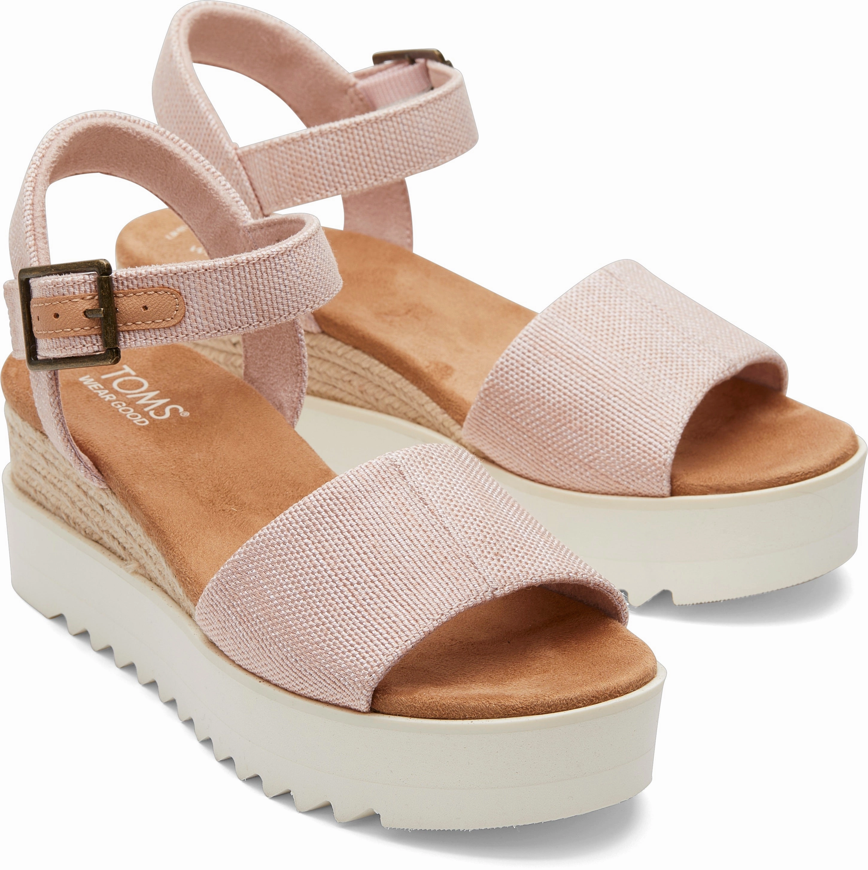 Anti Slip Diana Wedge Sandal - Ballet Pink Canvas