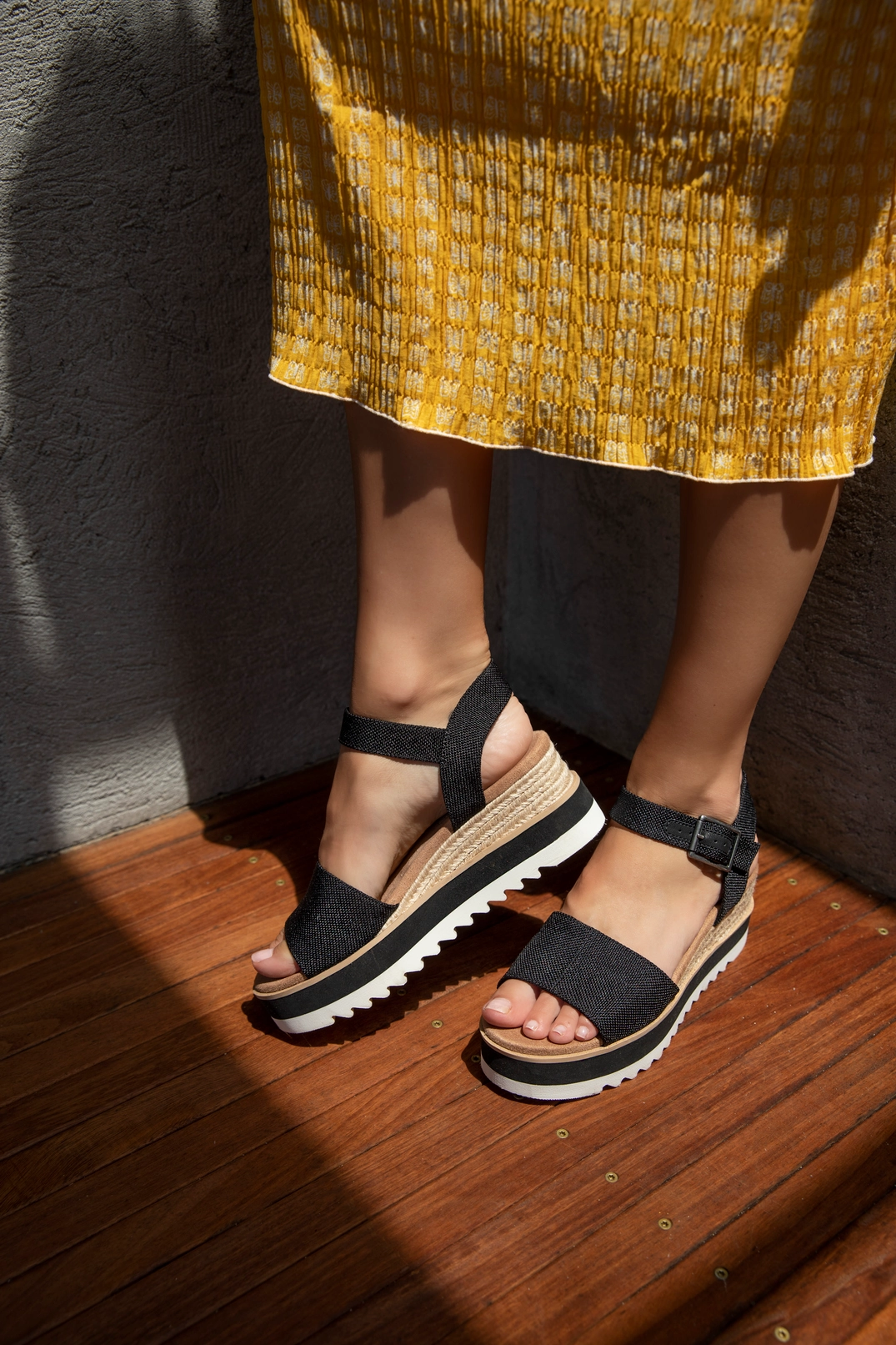 Meadow Glow Ice Guard Diana Wedge Sandal - Black Canvas