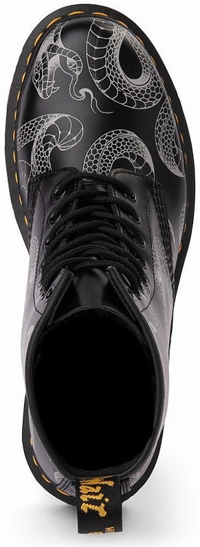 Padded Footbed Dr. Martens 1460 Black Wild Serpent Smooth