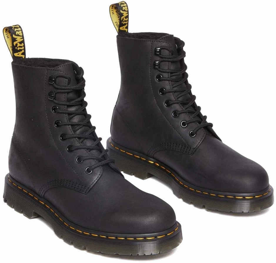 Dr. Martens 1460 Pascal Winter-grip Outlaw Leather Black WP Strong Laces Side zipper
