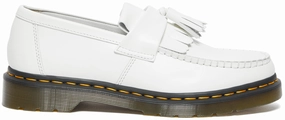 Dr Martens Adrian Tassel Loafer White Smooth Leather Slip On Smart Walking Shoes