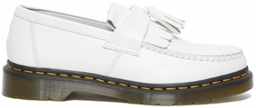 Dr Martens Adrian Tassel Loafer White Smooth Leather Slip On Smart Walking Shoes