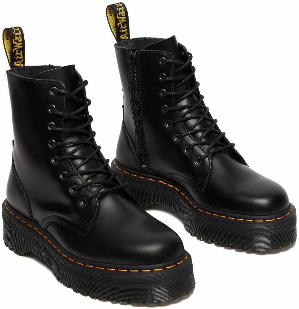 Dr. Martens Jadon Smooth High Top Platform Black Polished Slim Profile