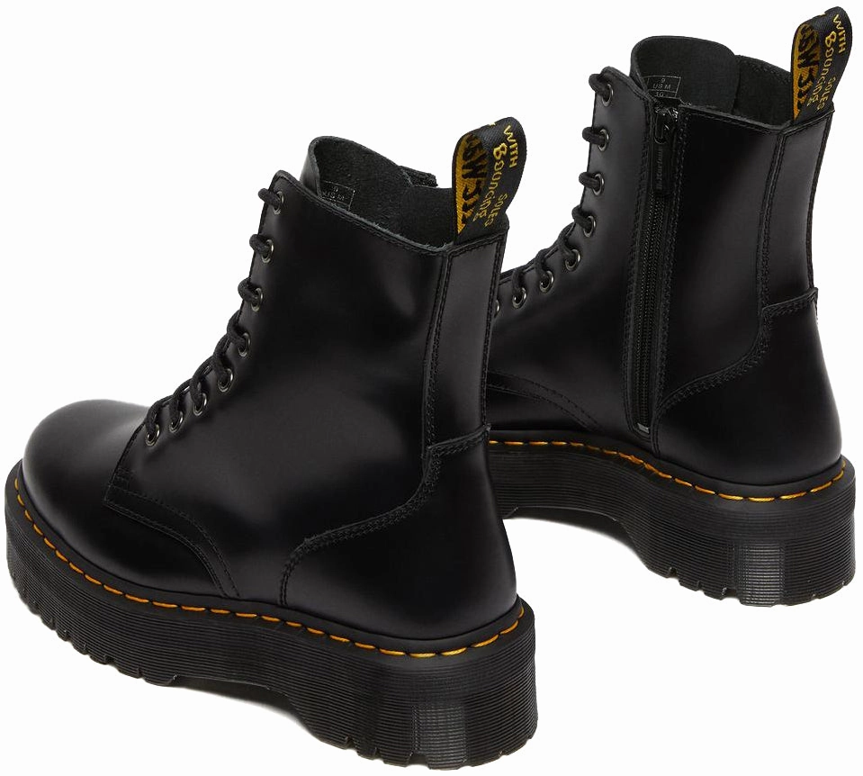 Dr. Martens Jadon Smooth High Top Platform Black Polished Western Style nylon