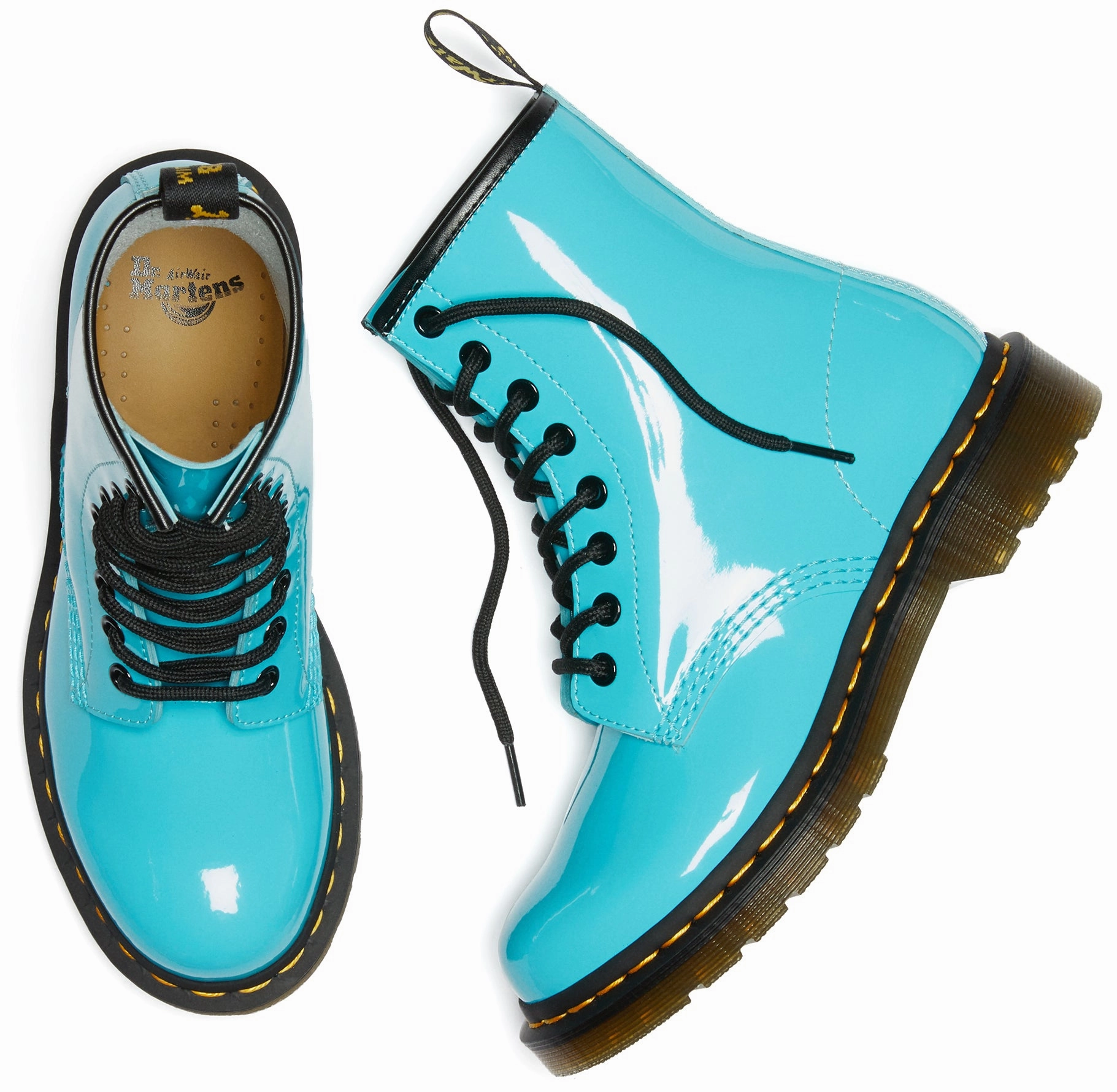 Dr. Martens Women's 1460 Turquoise Blue Patent Protective Layer