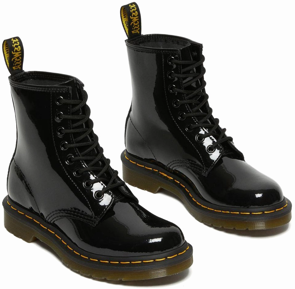 Robust Build Dr. Martens Womens 1460 Hi Top Patent Lamper Black