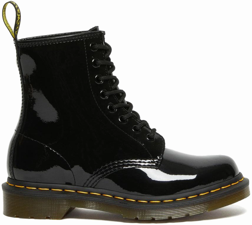 Dr. Martens Womens 1460 Hi Top Patent Lamper Black Rough Walk Stud Look