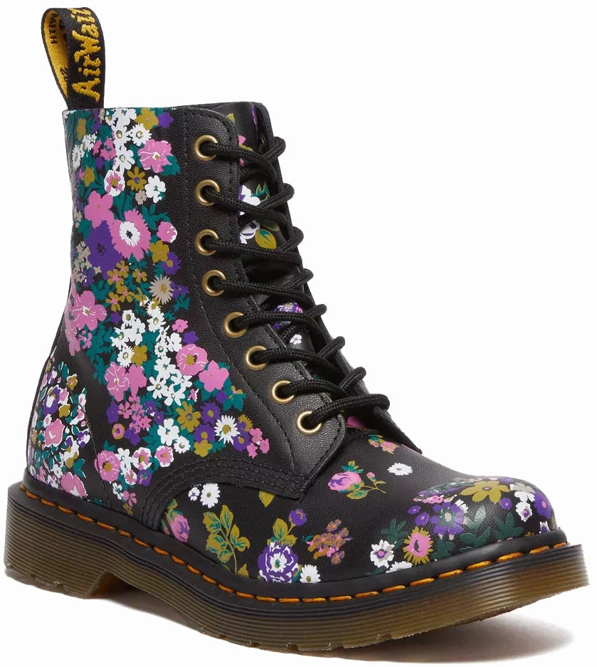 Cold Proof Dr. Martens Womens 1460 Pascal Black/ Multi Vintage Floral Backhand