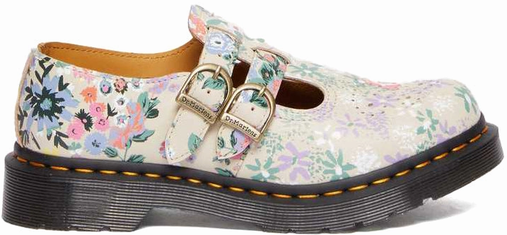 Smooth Soles Classic Brown Dr. Martens Womens 8065 Mary Jane Floral Mash Up Backhand