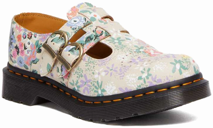Soft Walk Dr. Martens Womens 8065 Mary Jane Floral Mash Up Backhand