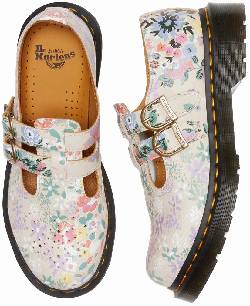 Smooth Sides Dr. Martens Womens 8065 Mary Jane Floral Mash Up Backhand