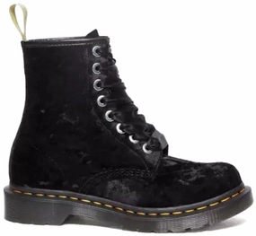 Comfort Grip Dr. Martens Womens Vegan 1460 Black Crushed Velvet