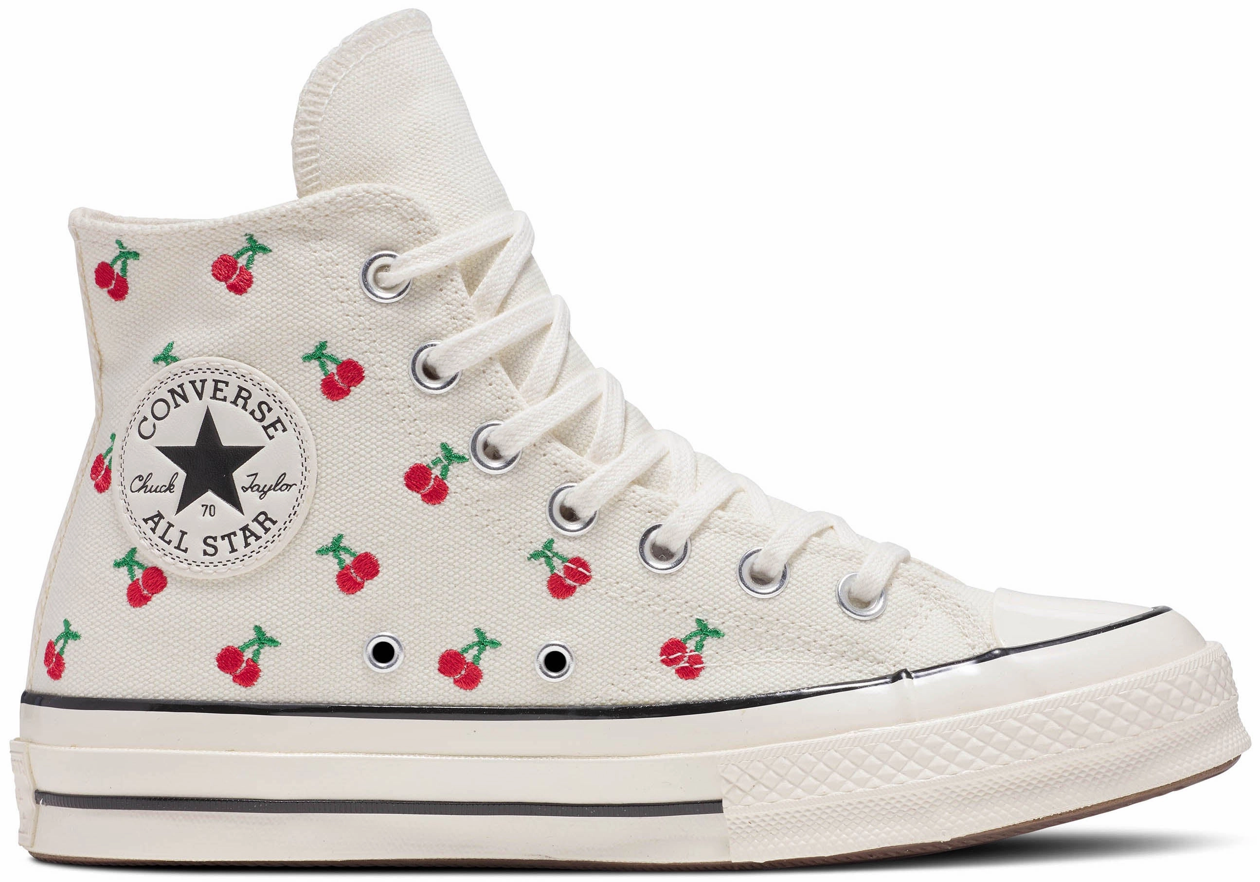Converse Womens Chuck Taylor All Star 1970s Hi Top Cherries Egret/Black/Red Wave Flow Gel Soft
