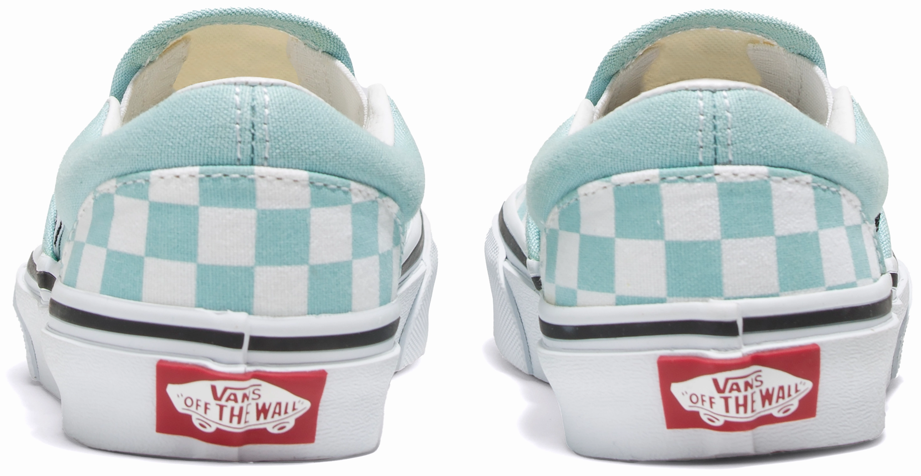 Velcro - closure kids' shoes Flat - heeled kids' shoes Vans Kids Classic Slip-On Checkerboard Canal Blue