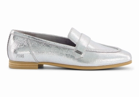Garden Glow Fashion Footwear Lynette Loafer - Silver Crinkle Metallic Leather