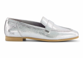 Garden Glow Fashion Footwear Lynette Loafer - Silver Crinkle Metallic Leather