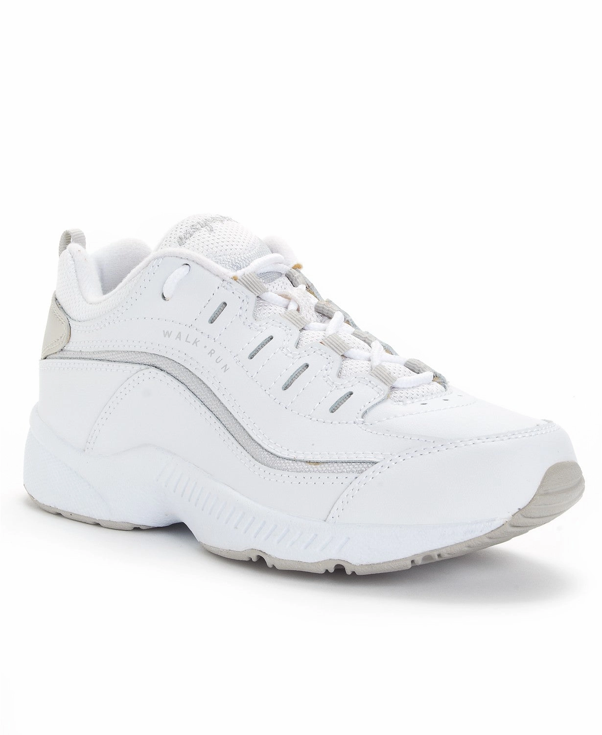 Easy Spirit Women's Romy Walking Shoes White/Grey Leather All Day Comfort Tech